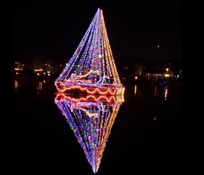 Boat with holiday lights
