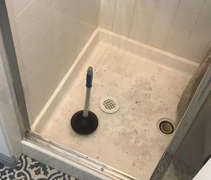 shower with sewage damage