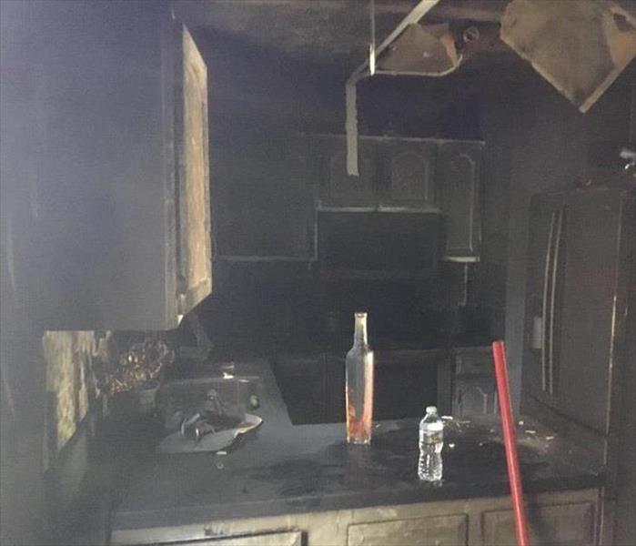 kitchen damaged by fire